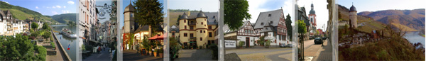 Impressionen von Zell Mosel mit Blick auf die Altstadt und Fussgängerzone, Alter Bahnhof, Schloss Zell und Pulverturm